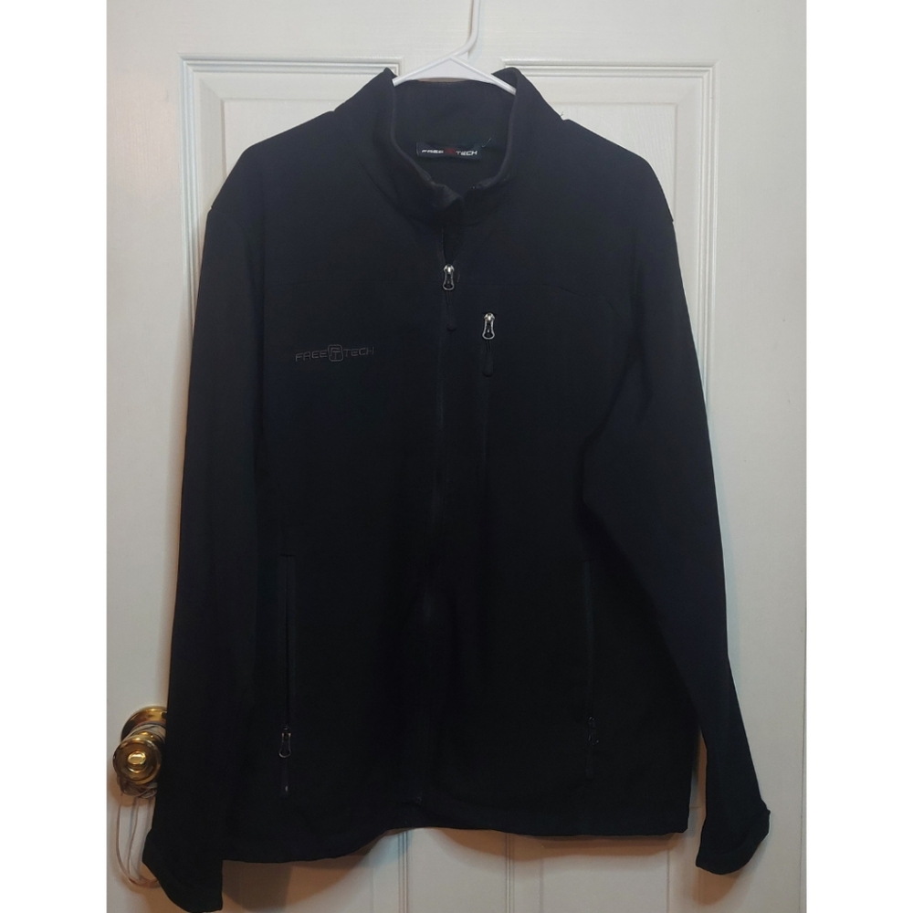Free Tech Black Soft Shell Fleece Lined Full Zip Jacket Windbreaker Size M
